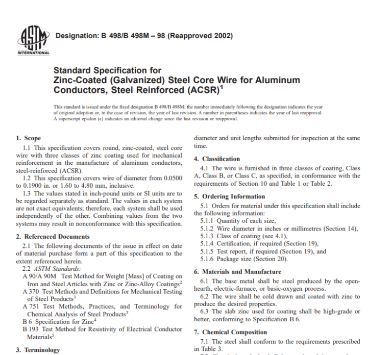 Astm B 498/B 498M – 98 (Reapproved 2002) pdf free download