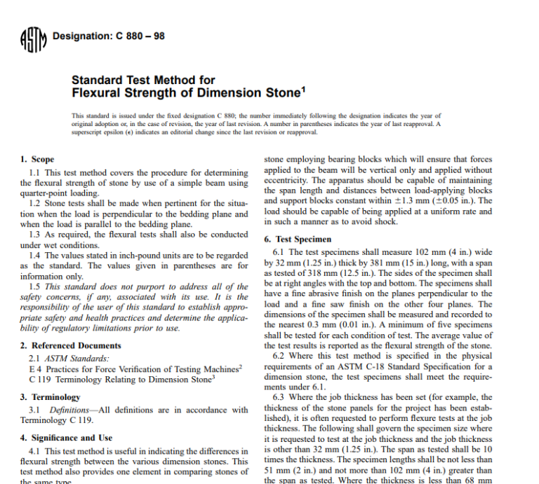 Astm C 880 – 98 pdf free download
