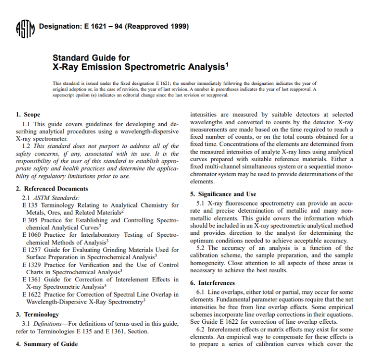 Astm E 1621 – 94 (Reapproved 1999) pdf free download